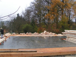 Holzhaus Blockhaus Fundament